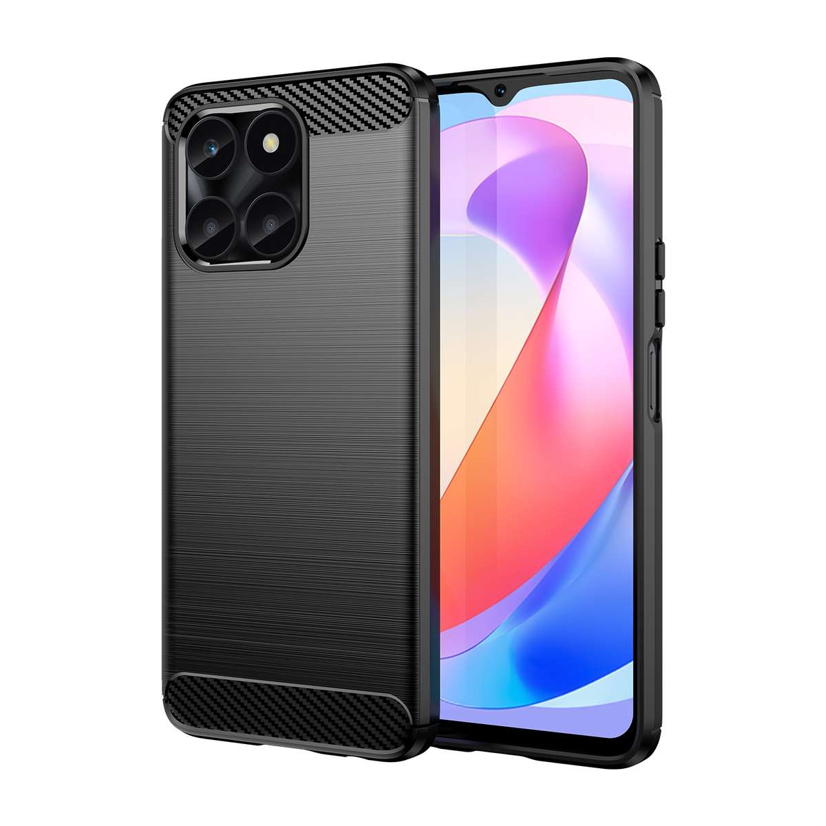 For Honor X6a Brushed Texture Carbon Fiber TPU Phone Case(Blue)