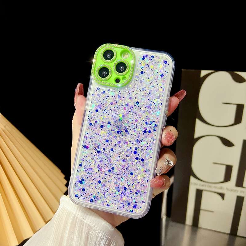 For iPhone 14 Pro Max Luminous Epoxy TPU Glitter Phone Case(White)