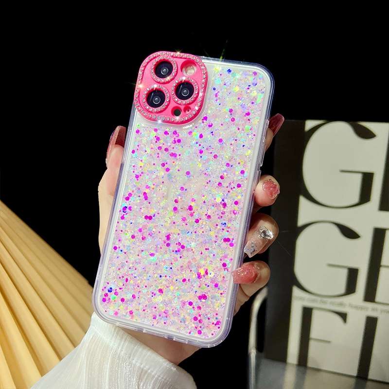 For iPhone 14 Pro Max Luminous Epoxy TPU Glitter Phone Case(White)