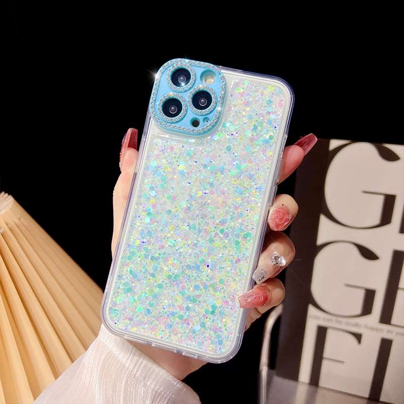 For iPhone 14 Pro Max Luminous Epoxy TPU Glitter Phone Case(White)