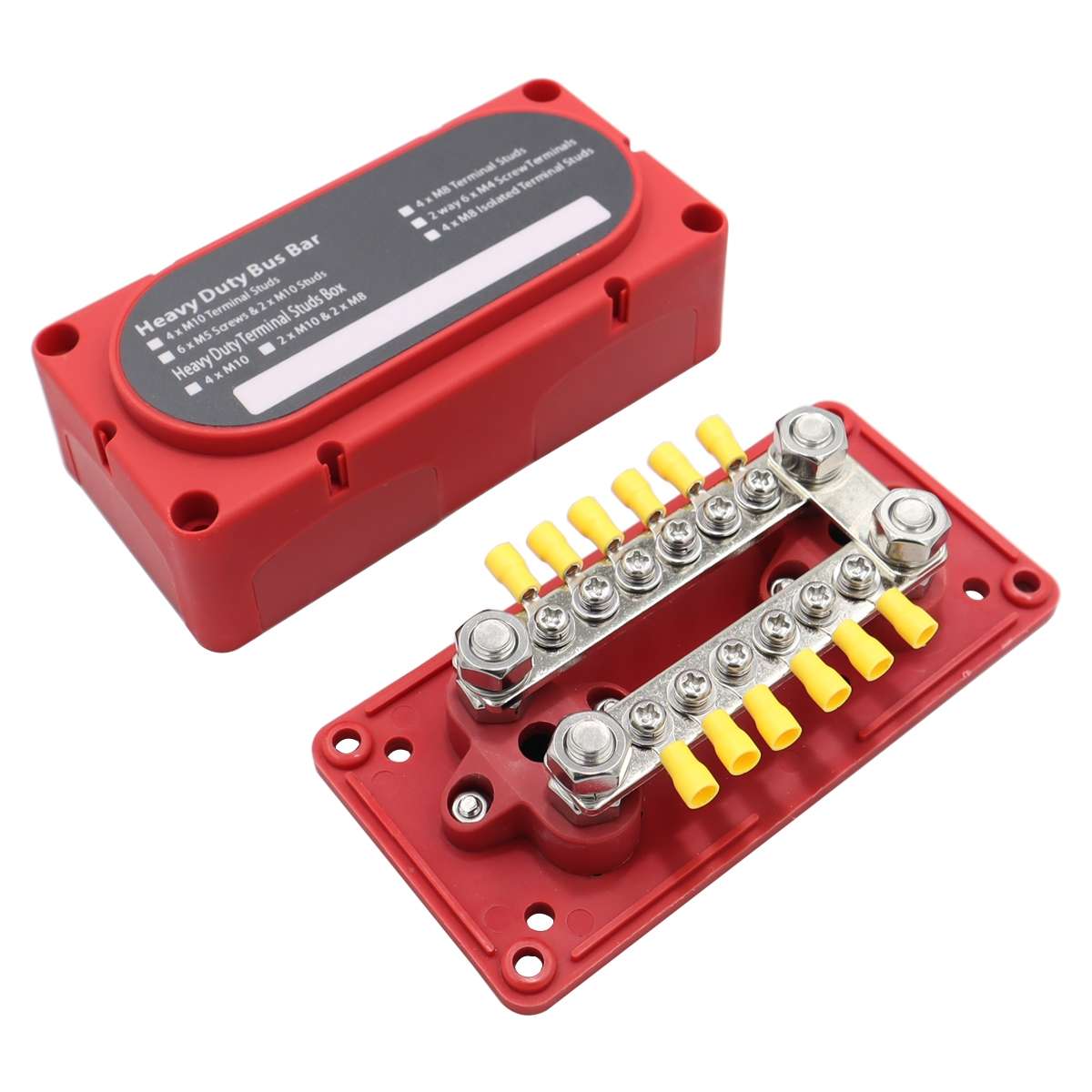 CP-3159 150A 12-48V RV Yacht Modified Double Row 12-way M6 Terminal Busbar with 12pcs Terminals