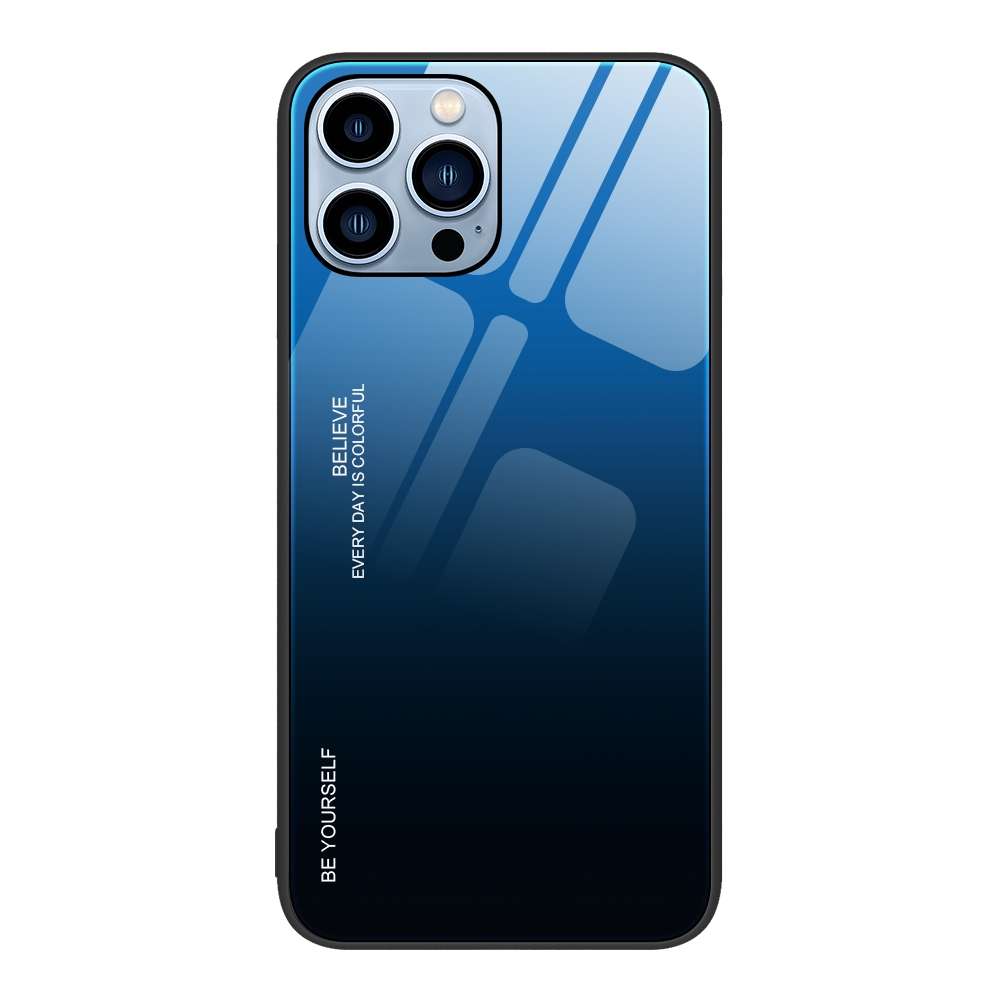 For iPhone 15 Pro Max Gradient Color Glass Phone Case(Yellow Pink)