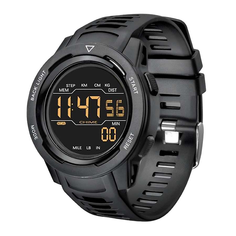 SPOVAN P100 LED Luminous Pedometer Multifunctional Sports Electronic Watch(Black)