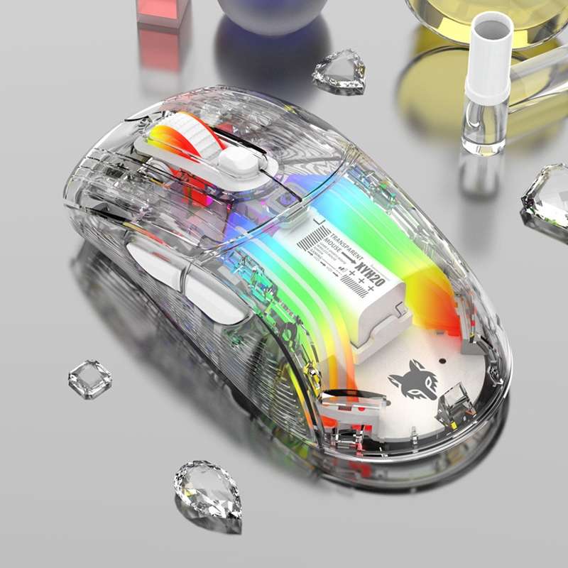 XUNFOX XYH20RGB 2.4G + BT + Wired Transparent 2400DPI RGB Light Gaming Mouse(Black)