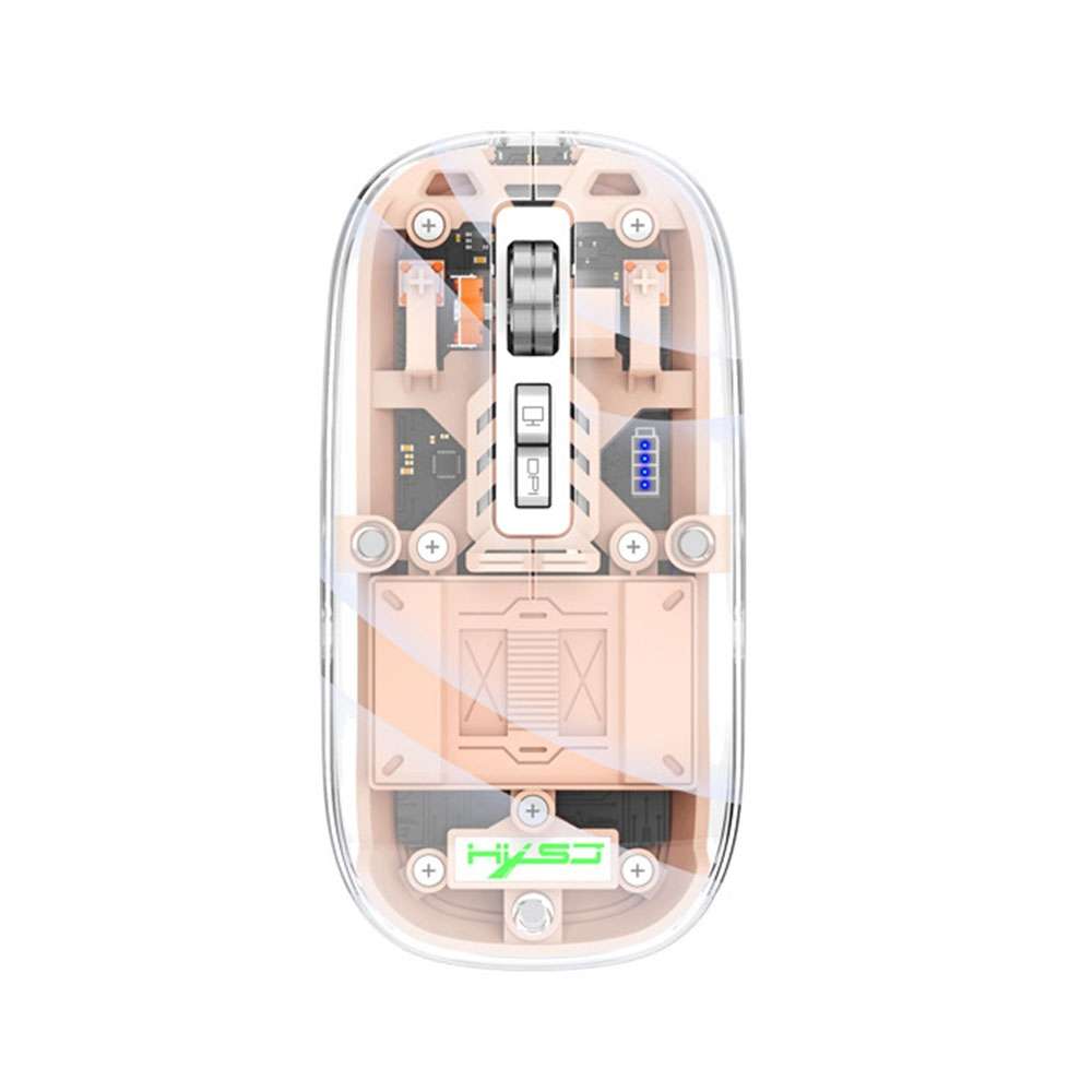 HXSJ T900 Transparent Magnet Three-mode Wireless Gaming Mouse(Orange)