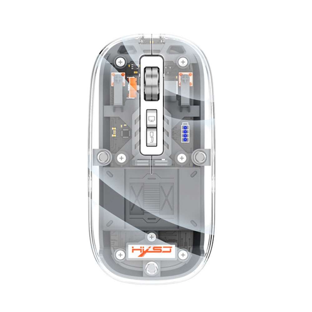 HXSJ T900 Transparent Magnet Three-mode Wireless Gaming Mouse(Orange)