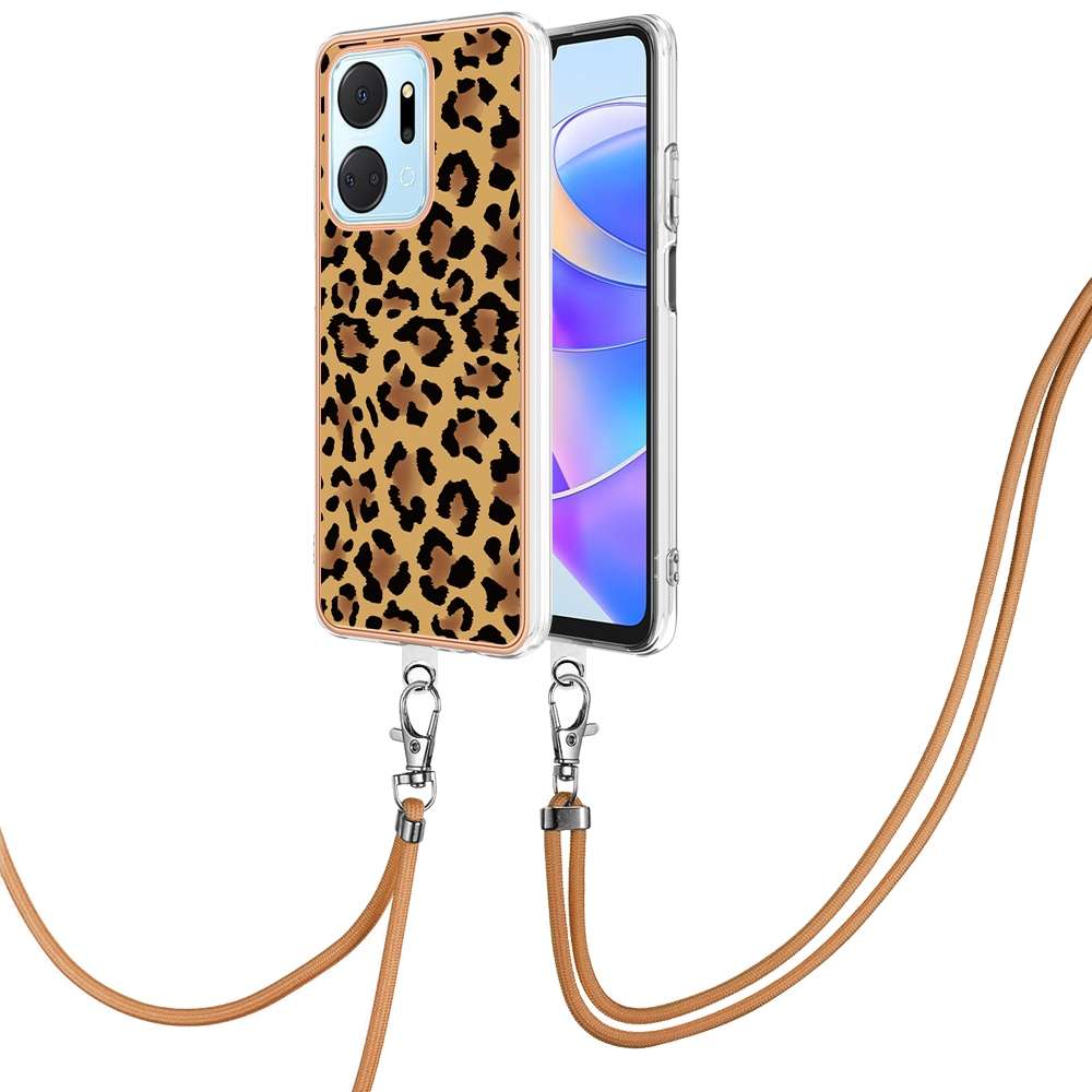 For Honor X7a Electroplating Dual-side IMD Phone Case with Lanyard(Smile)