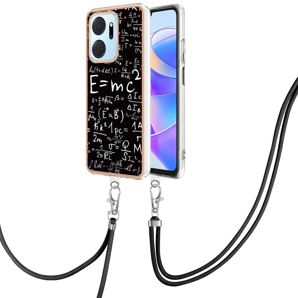 For Honor X7a Electroplating Dual-side IMD Phone Case with Lanyard(Smile)