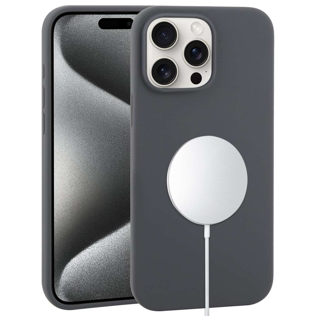 For iPhone 15 Pro Liquid Silicone Full Coverage MagSafe Phone Case(Black)