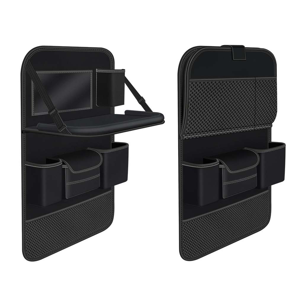 4041 Napa Texture Leather Car Seat Back Storage Bag Folding Dining Table(Black)