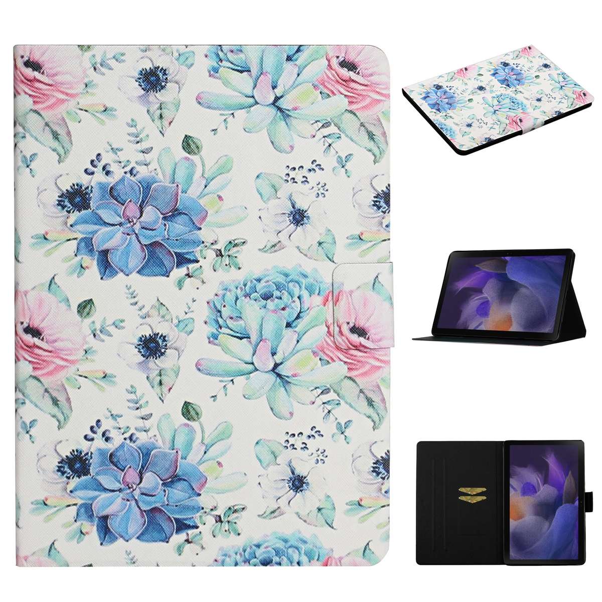 For Samsung Galaxy Tab A9 Flower Pattern Horizontal Flip PU Tablet Case with Sleep / Wake-up Functio