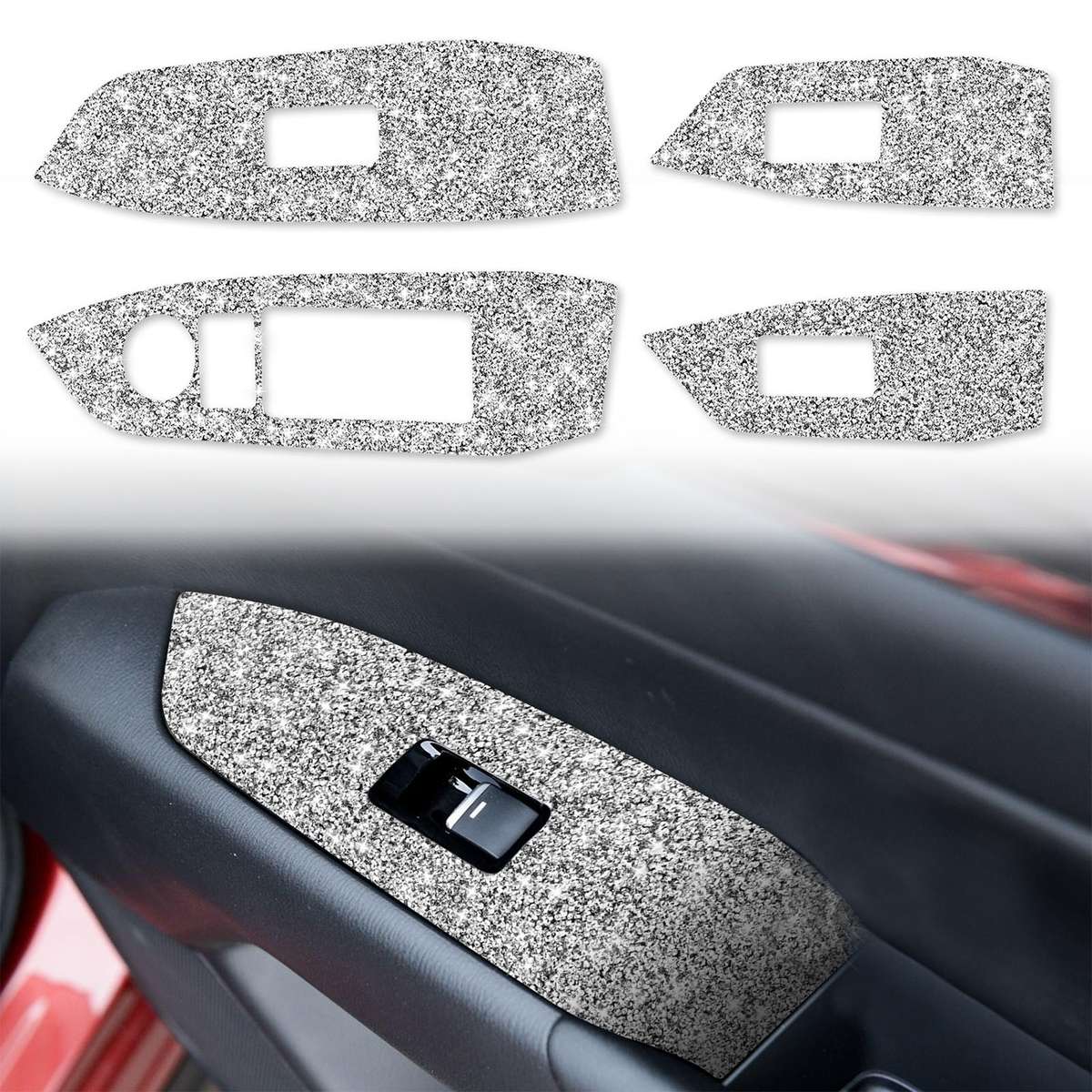 For Mazda CX-5 2017-2018 Car Window Button Panel Diamond Decorative Sticker, Left Drive