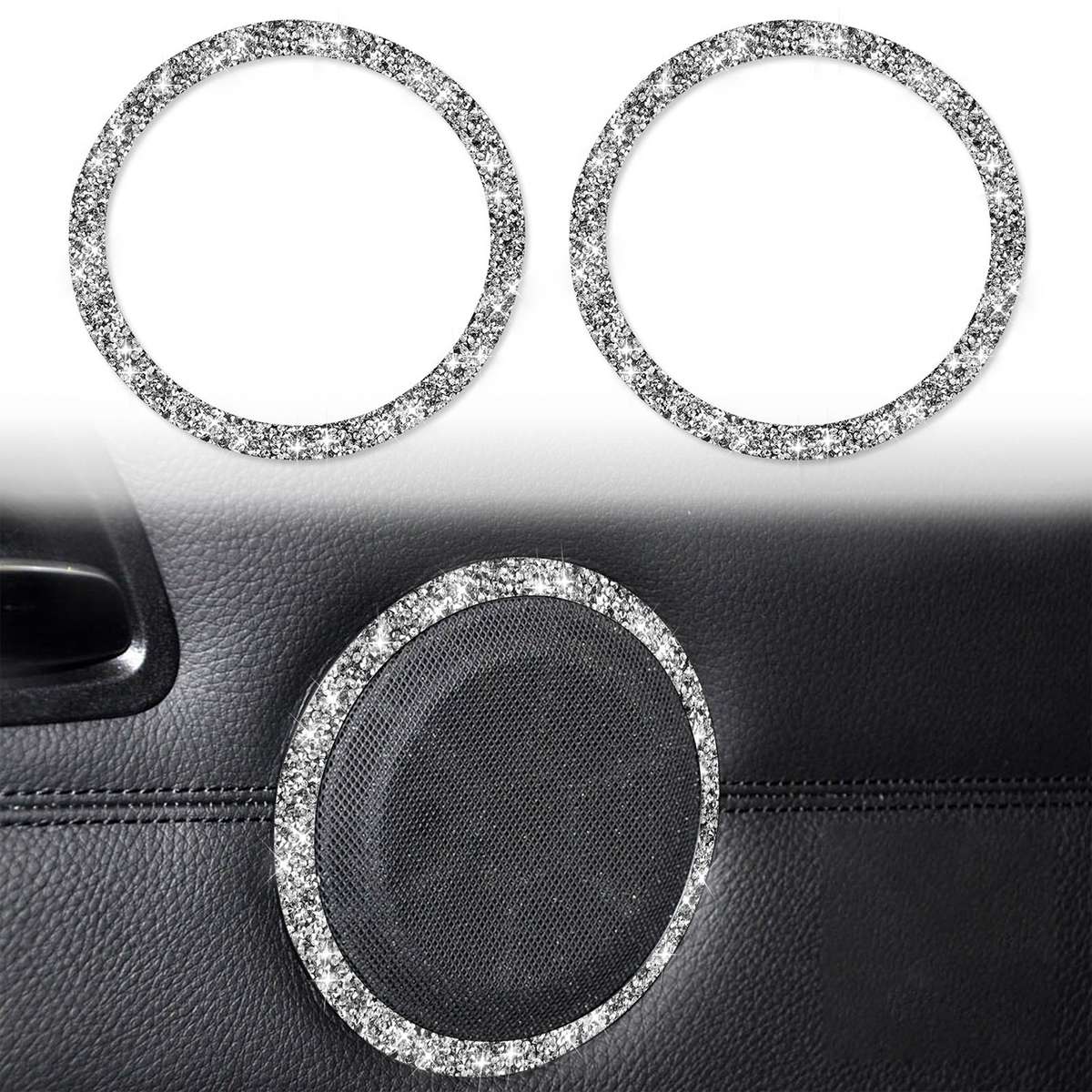 Car Door Horn Ring 2 in 1 Diamond Decorative Sticker for BMW 3 Series E90 / E84 2008-2012, X1 Series