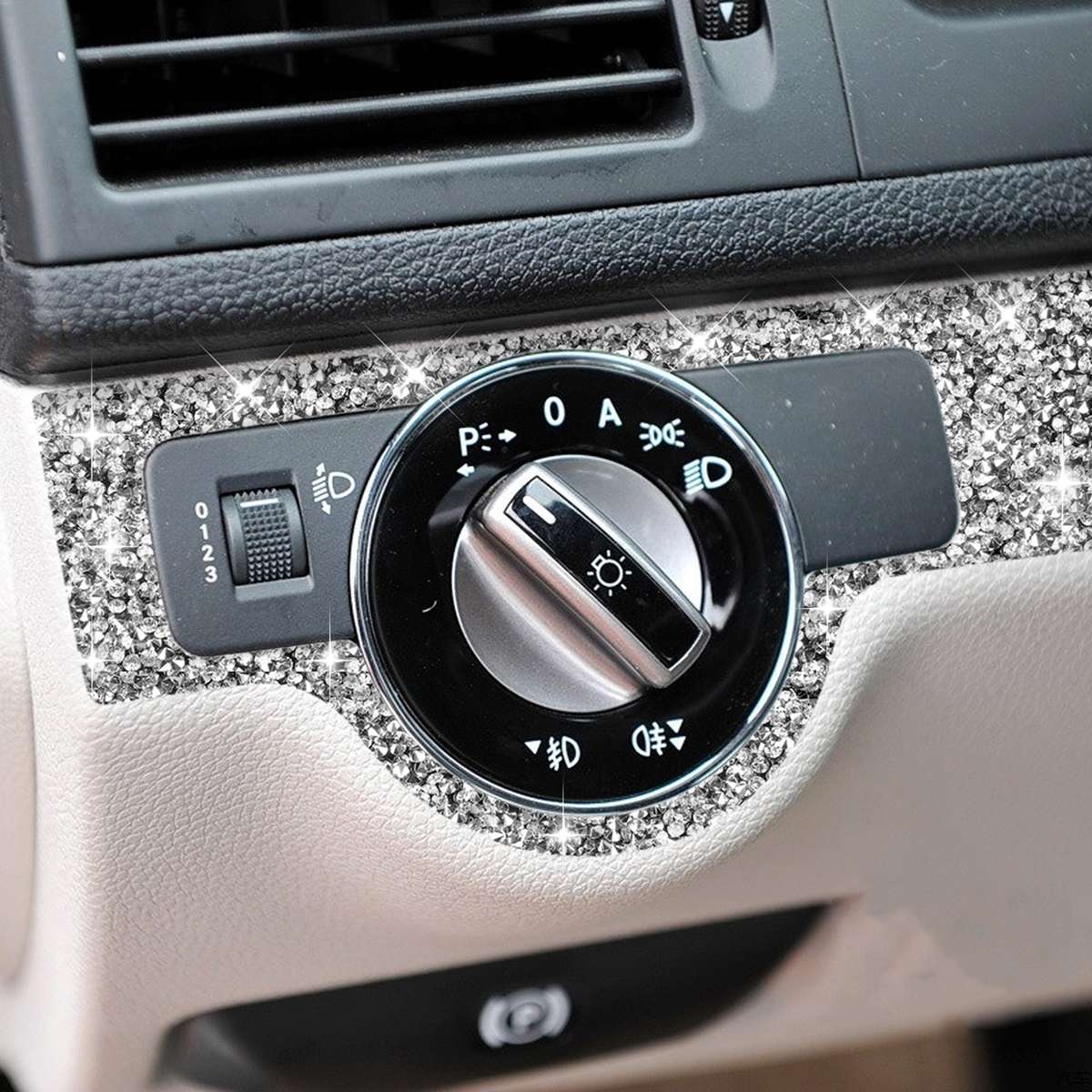 For Mercedes-Benz C-class W204 2007-2010 Car Headlight Frame Diamond Decorative Sticker, Left-hand D