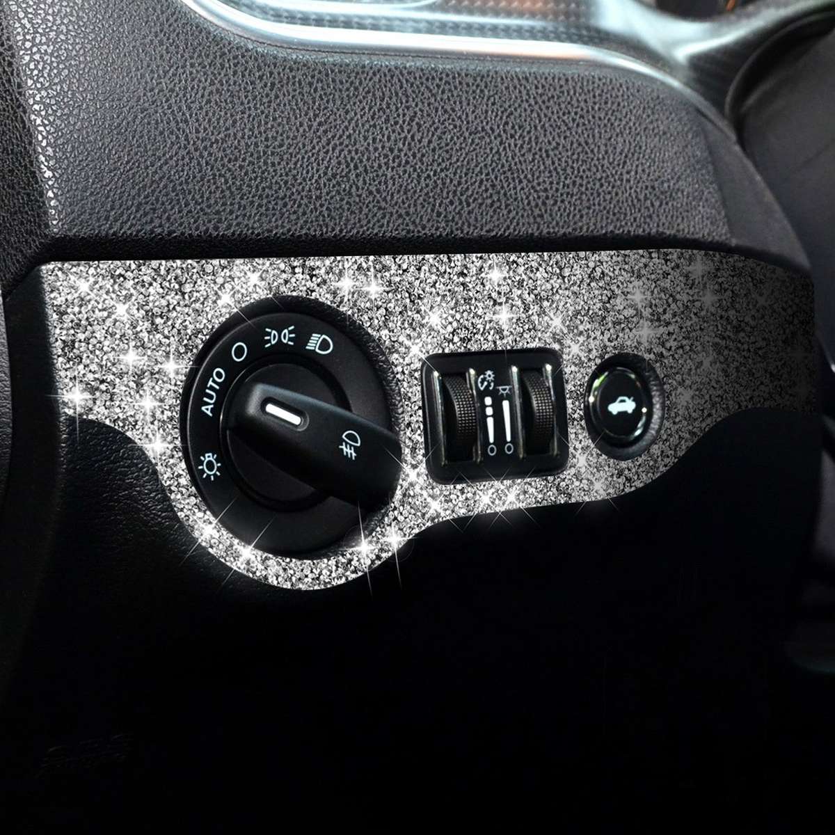 For Dodge Charger 2011-2014 Car Headlight Switch Diamond Decorative Sticker, Left-hand Drive