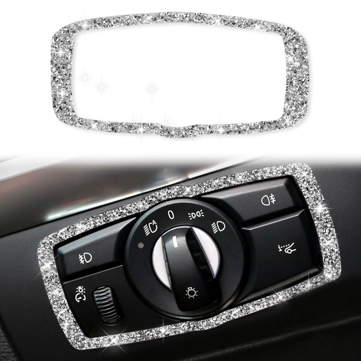 For BMW X5 E70 / X6 E71 2008-2013 Car Headlight Switch Frame Diamond Decoration Sticker, Left and Ri