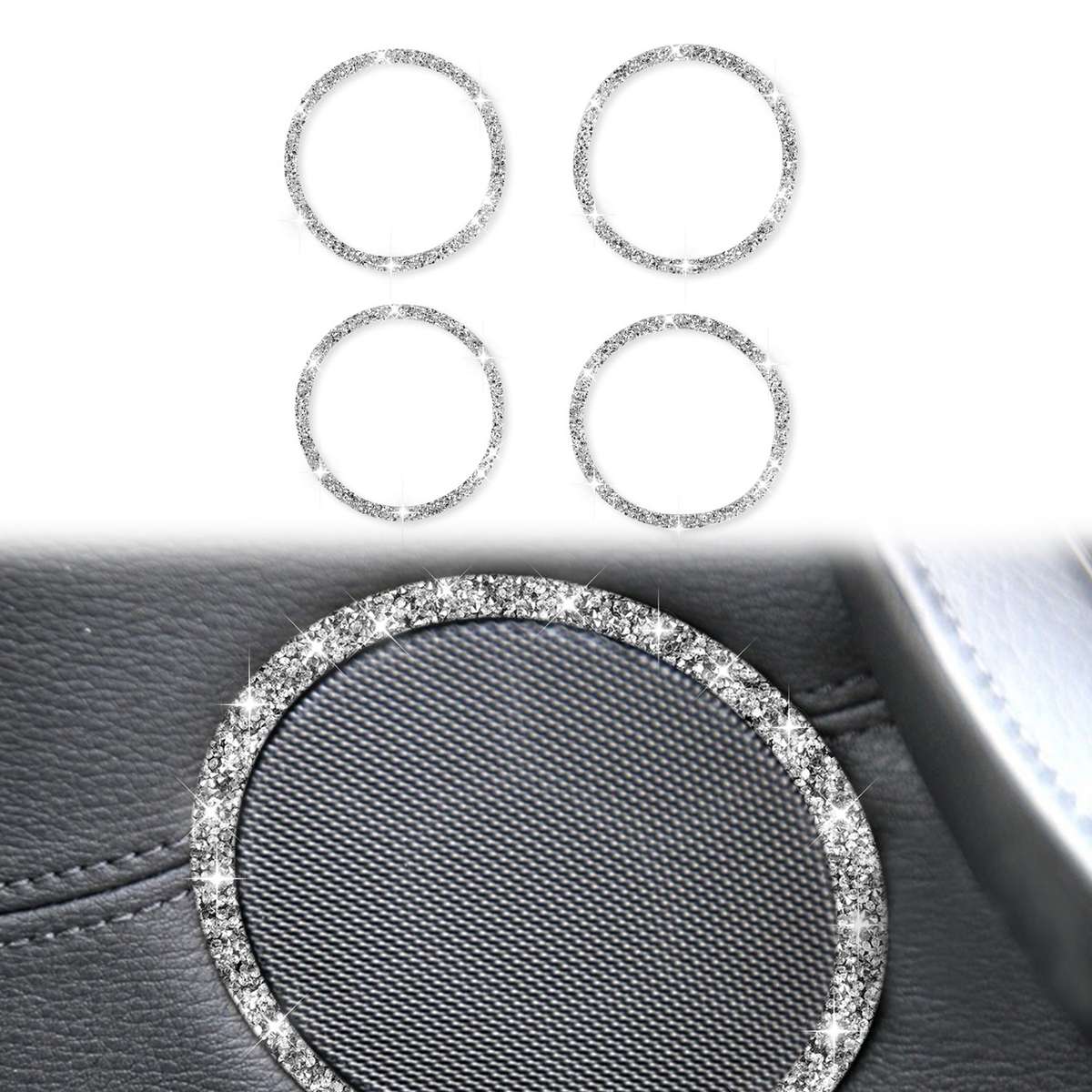 For BMW E70 2008-2013 / E71 2008-2014 4pcs Car Horn Circle Diamond Decoration Sticker, Left and Righ