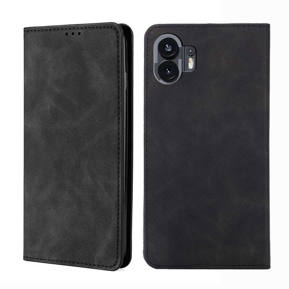 For Nothing Phone 2 Skin Feel Magnetic Leather Phone Case(Black)