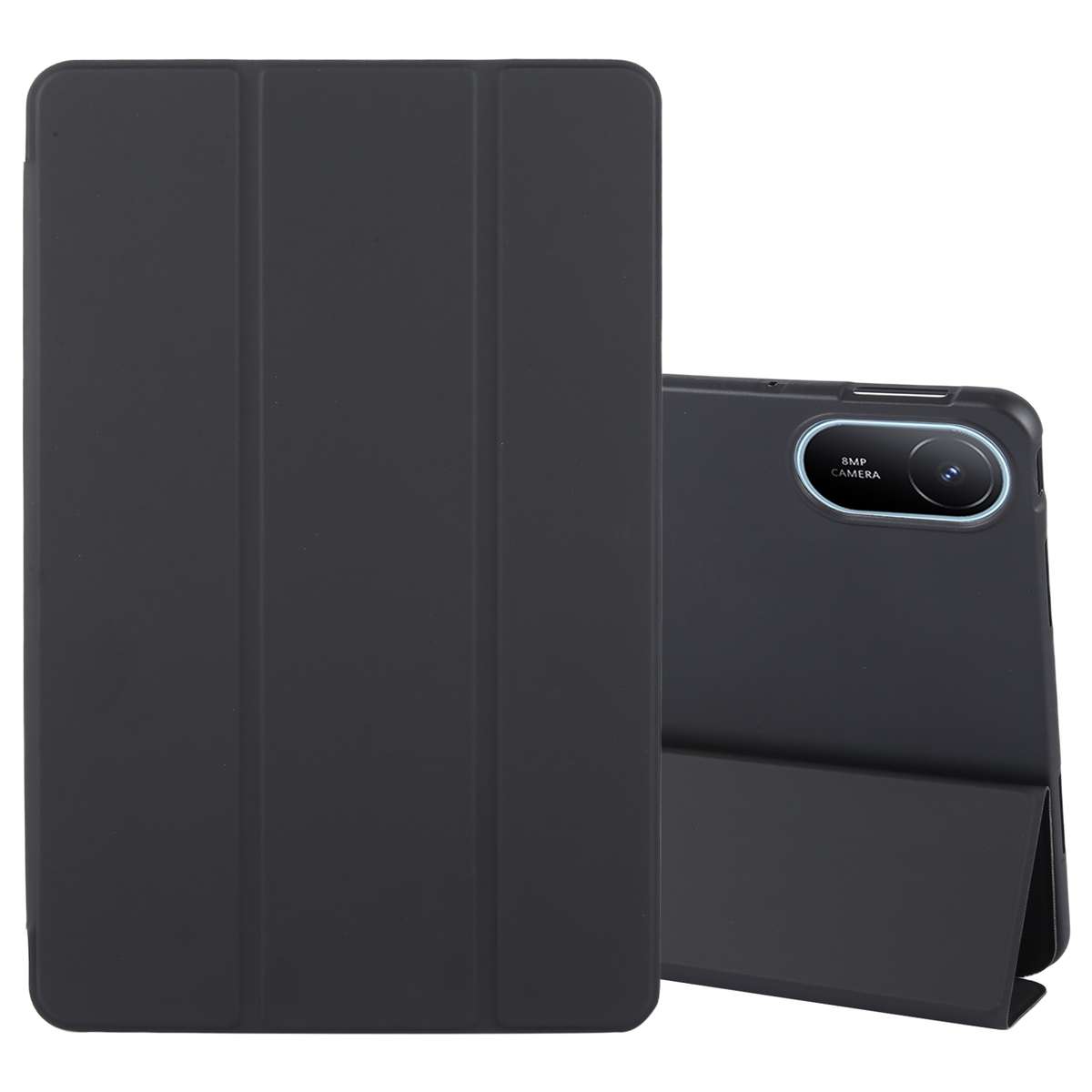 For Huawei MatePad SE 11 2024 Tri-fold Silicone Leather Tablet Case(Black)