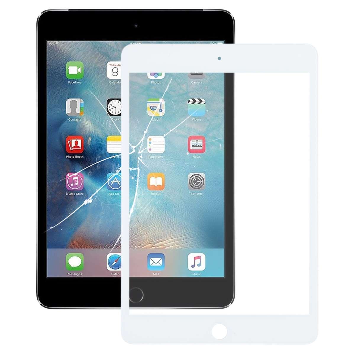 For iPad mini 4 Front Screen Outer Glass Lens with OCA Optically Clear Adhesive(Black)