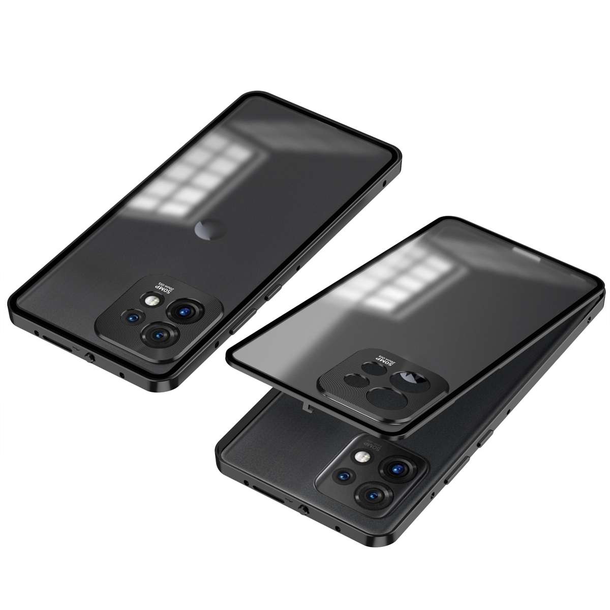 For Motorola Moto X40 Snap Buckle Metal Frame Frosted Phone Case(Black)