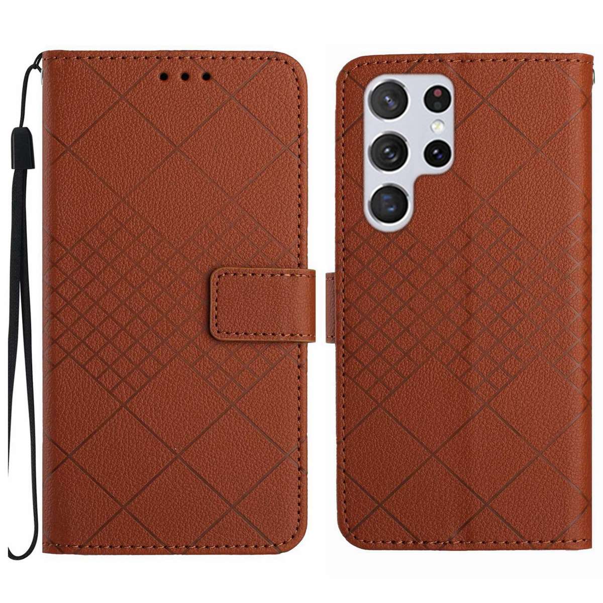 For Samsung Galaxy S25 Ultra 5G Rhombic Grid Texture Leather Phone Case(Purple)