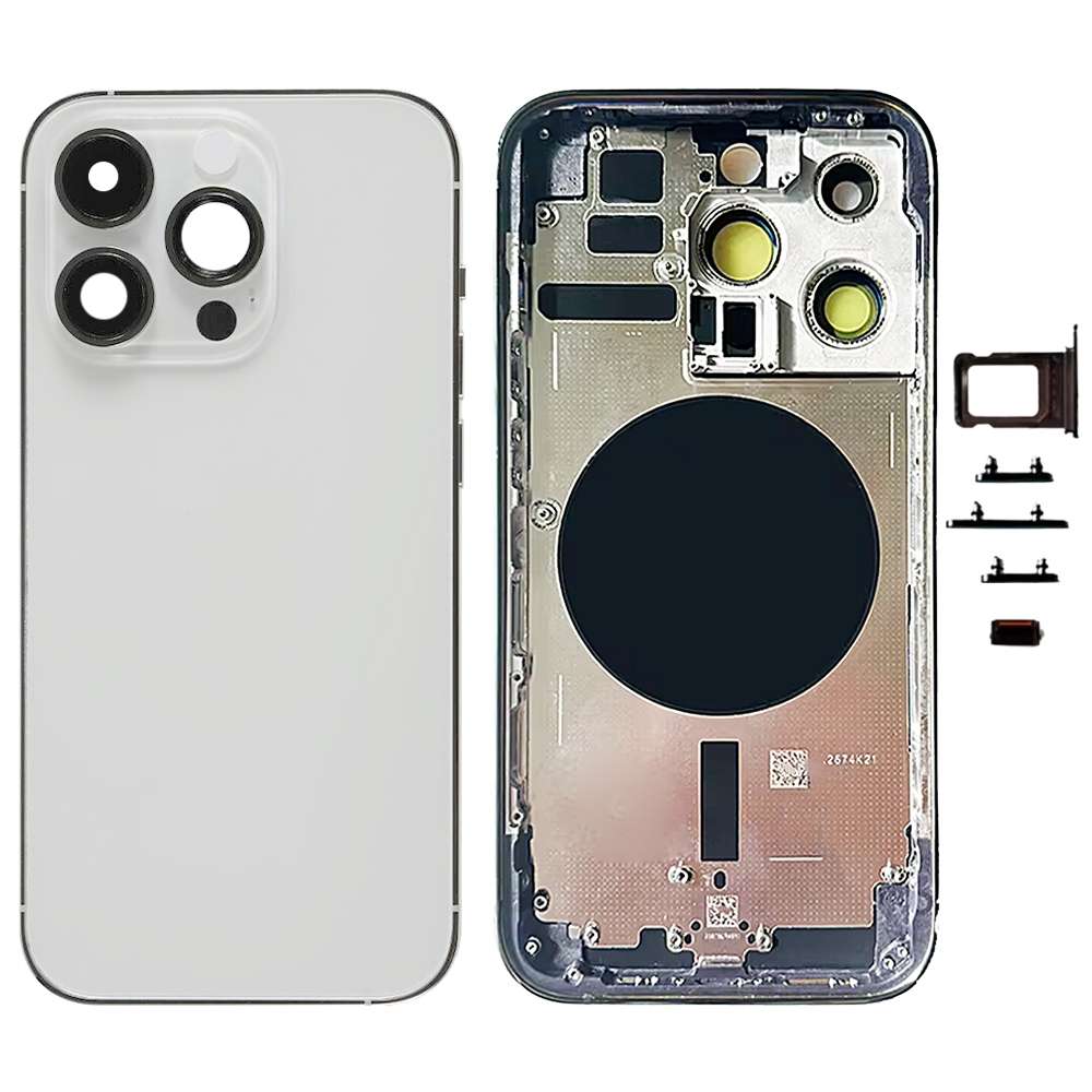 For iPhone 14 Pro Battery Back Cover with Side Keys & Card Tray, Version:CE EU Version(Silver)
