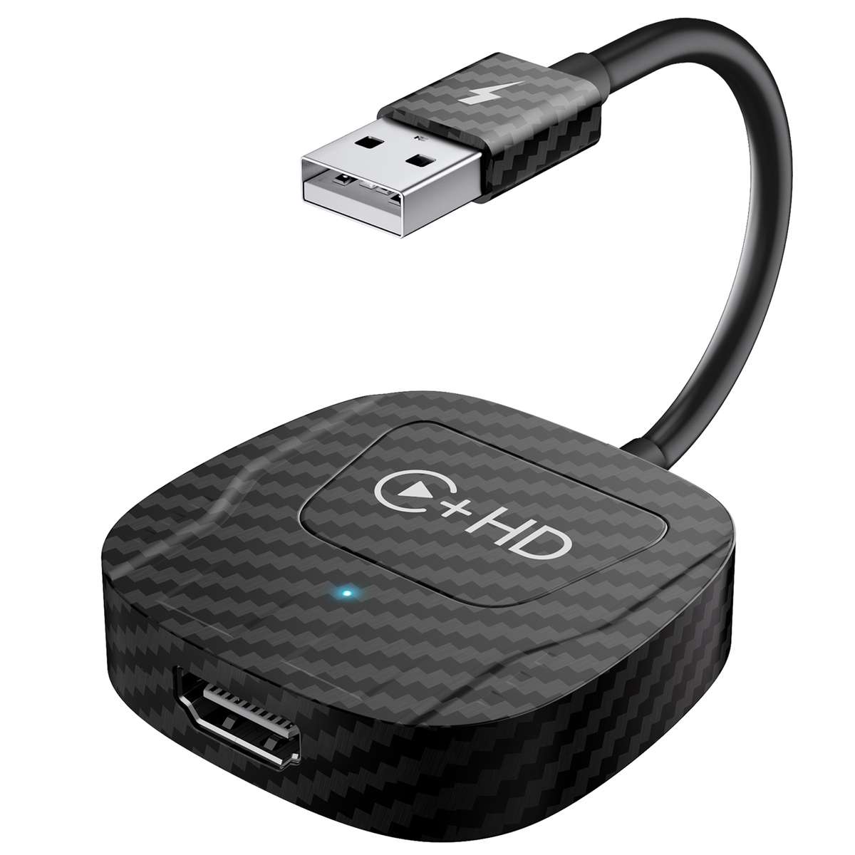 USB and HDMI Wired to Wireless CarPlay Auto Adapter, Specification:Square(Black)