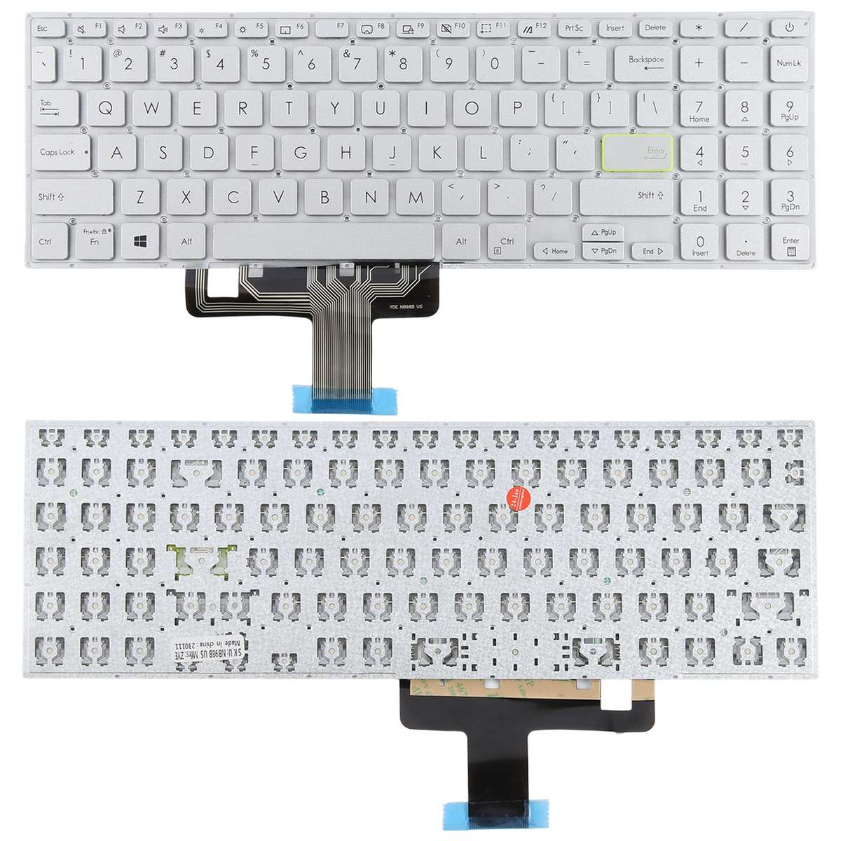 US Version Laptop Keyboard for Asus VivoBook X521 V5100E X521FL S5600F S533F 2020(Silver)