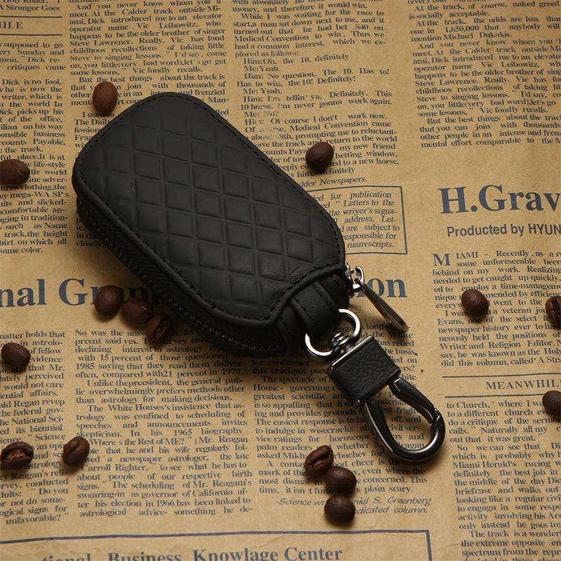 Microfiber Leather Universal Car Key Case Protective Cover(Black)