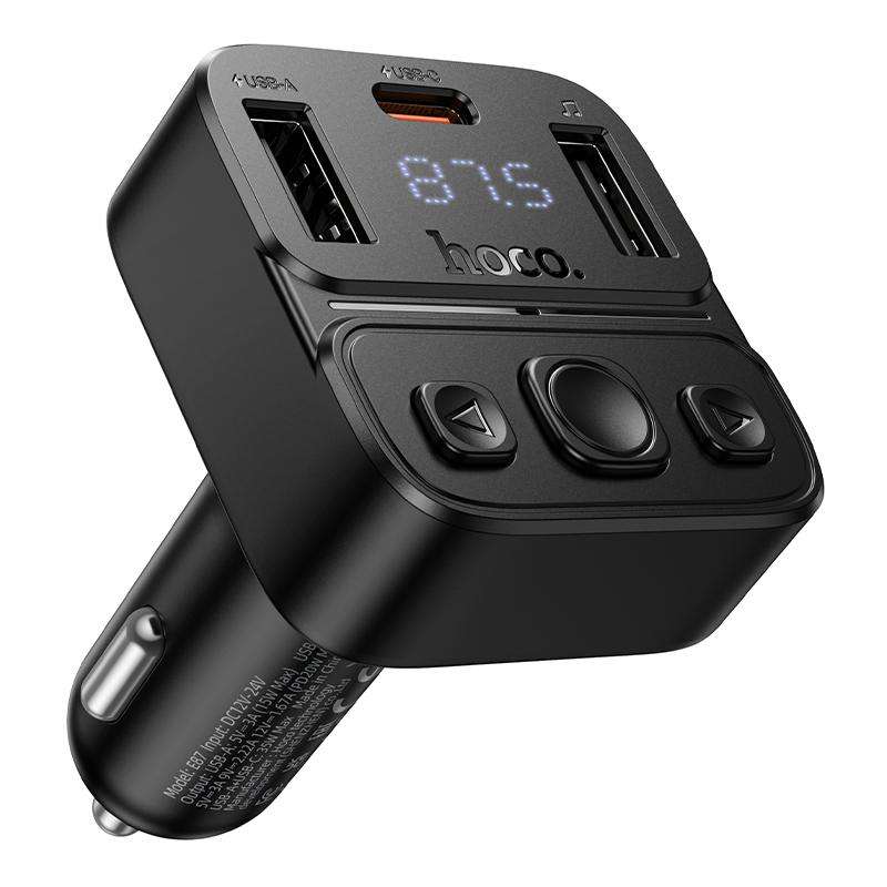 hoco E87 Delta 35W USB-A and USB-C Car BT FM Transmitter(Black)