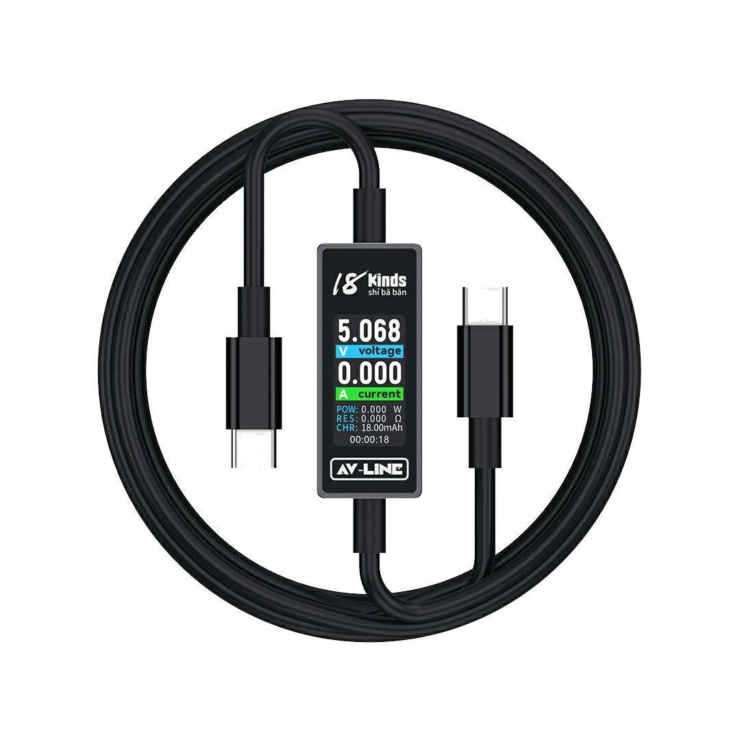 18 Kinds AV-Line Pro 1.2m Intelligent Detection Charging Data Cable, Interface:Type-C to Type-C