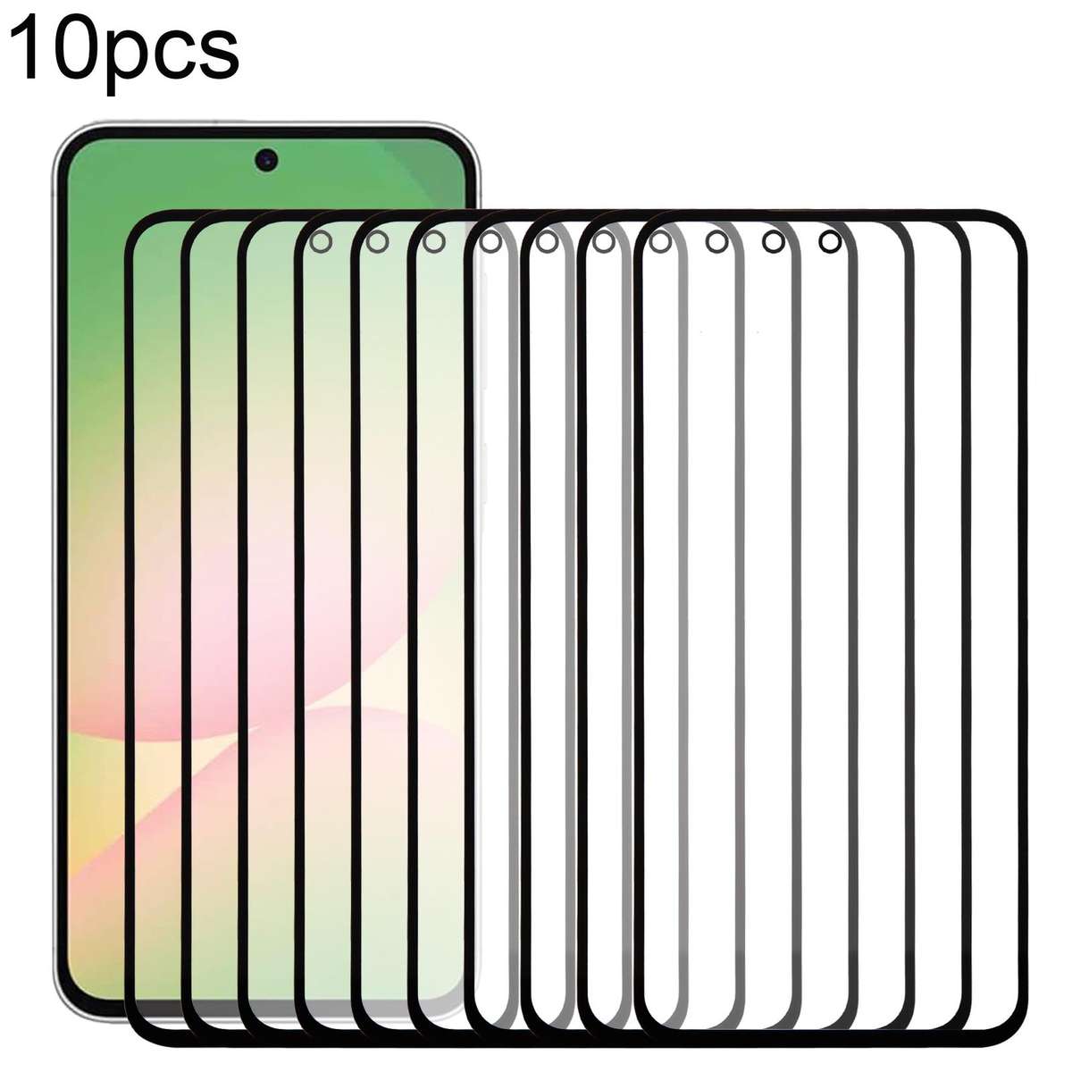 For Samsung Galaxy A56 SM-A566B 10pcs Front Screen Outer Glass Lens with OCA Optically Clear Adhesiv
