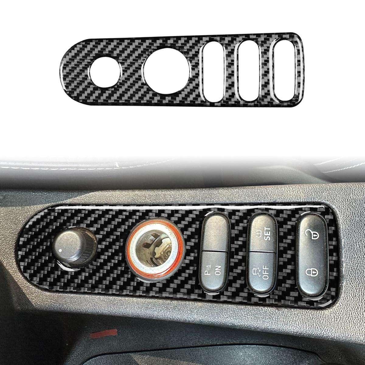 Carbon Fiber Car Rear Mirror Adjustment Switch Frame Decorative Sticker for SEAT Leon 2005-2012, ...