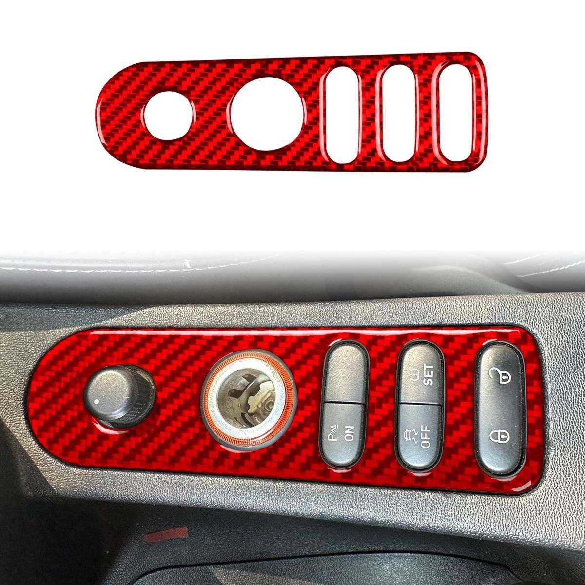 Carbon Fiber Car Rear Mirror Adjustment Switch Frame Decorative Sticker for SEAT Leon 2005-2012, ...