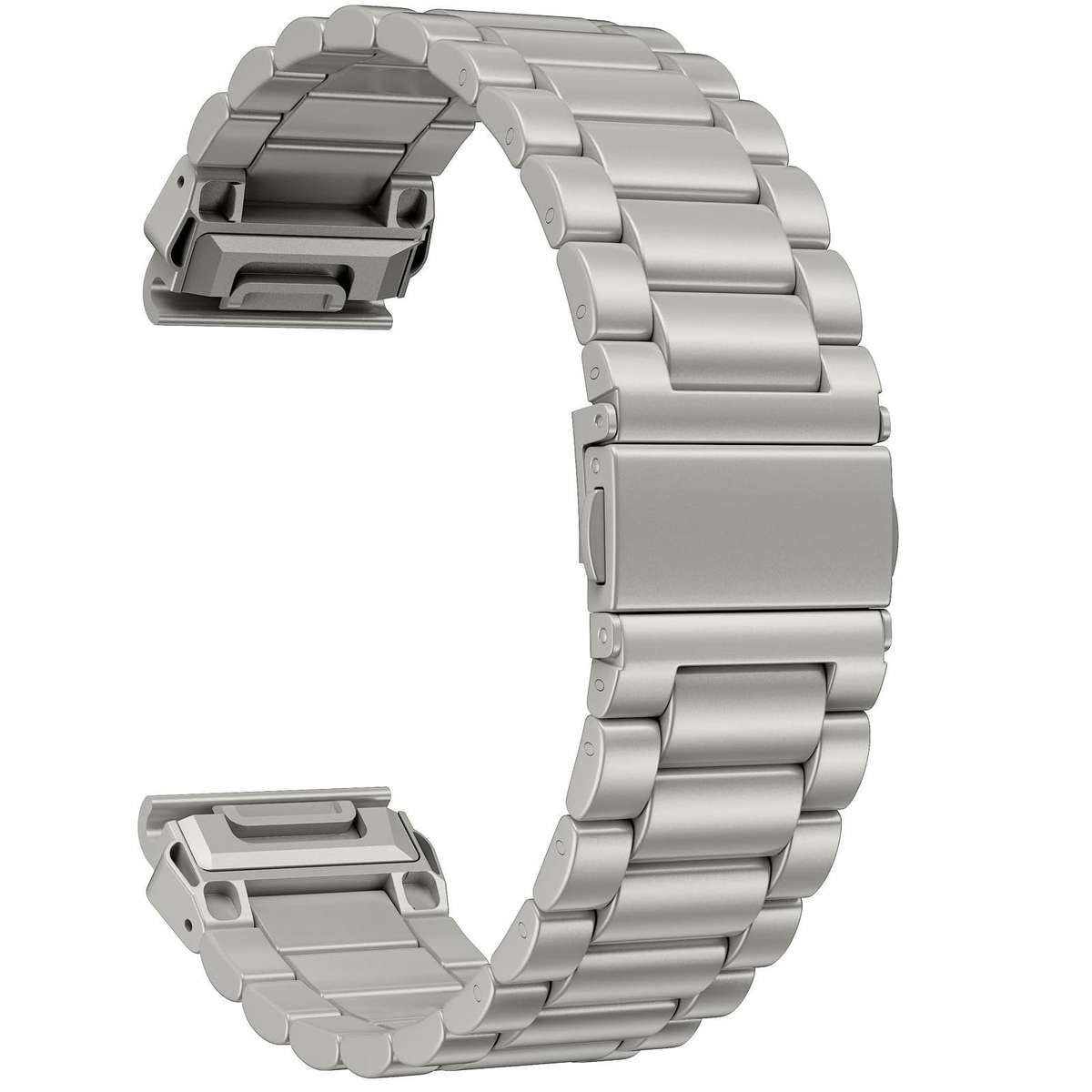 For Garmin 26mm Integrated Tactix Three Beads Folding Clasp Stainless Steel Watch Band(Black)