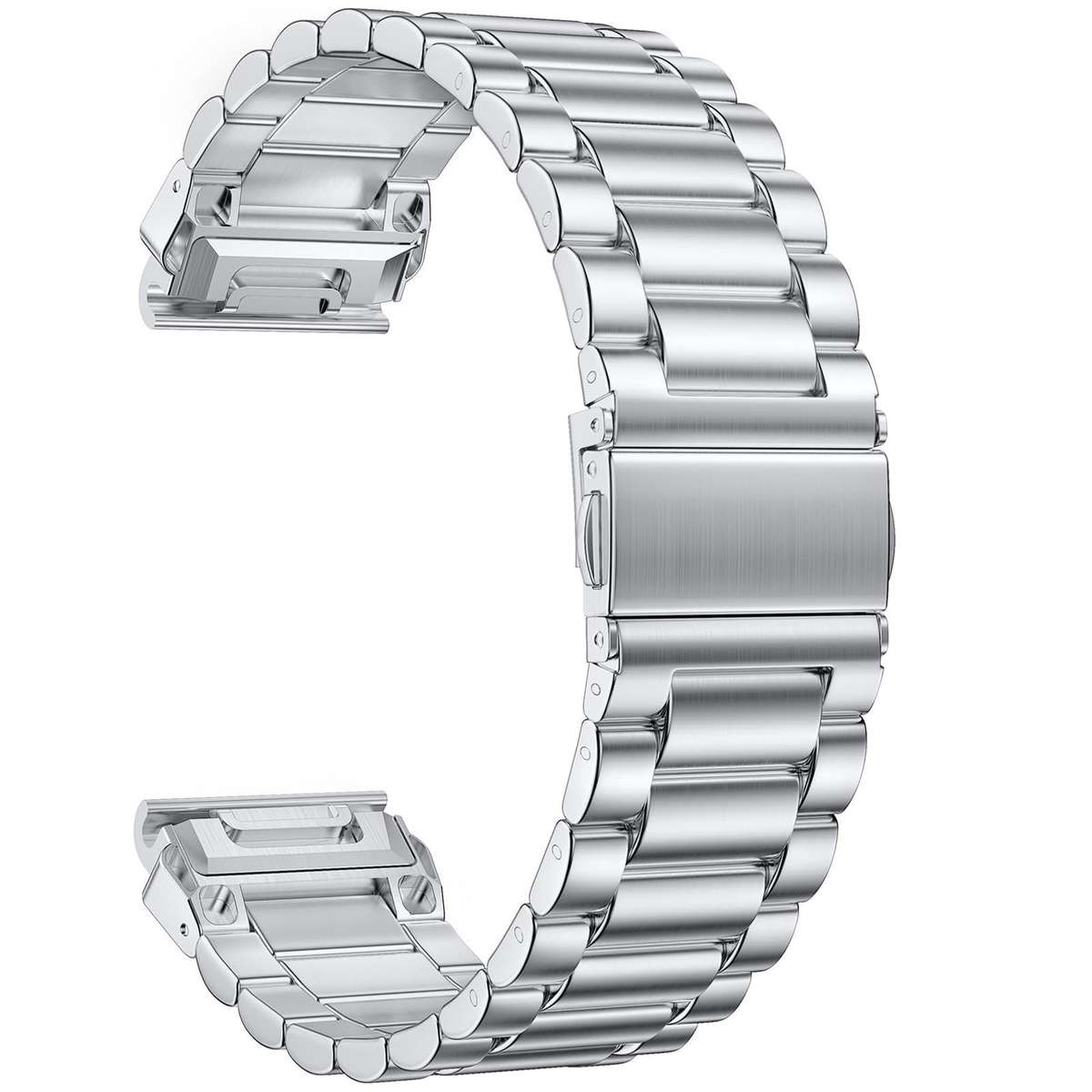 For Garmin 26mm Integrated Tactix Three Beads Folding Clasp Stainless Steel Watch Band(Black)