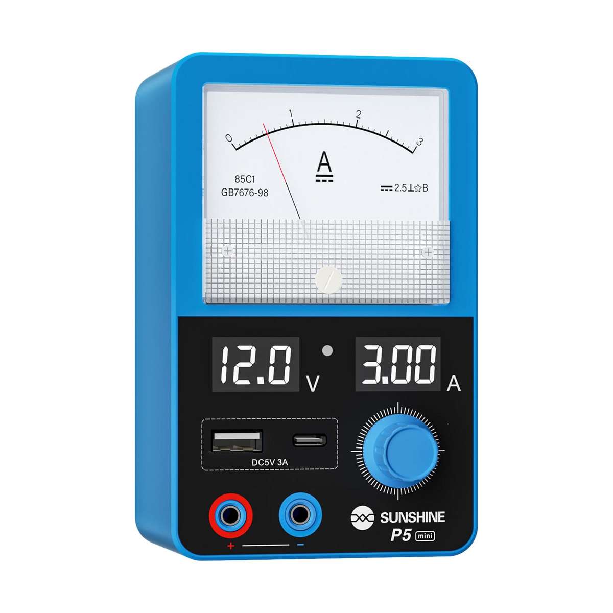 SUNSHINE P5 Mini 5V / 3A Dual Display Smart Power Supply with Pointer-type Ammeter, Plug:US Plug