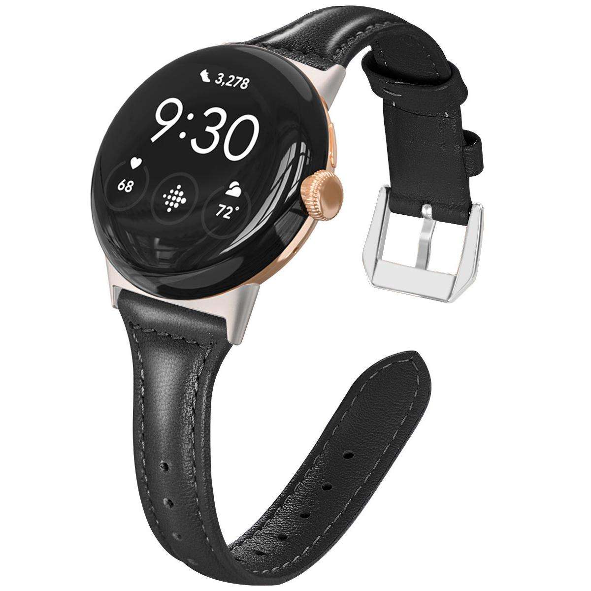 For Google Pixel Watch 5 / 4 / 3 45mm xDfind Slim Genuine Leather Watch Band(Brown)