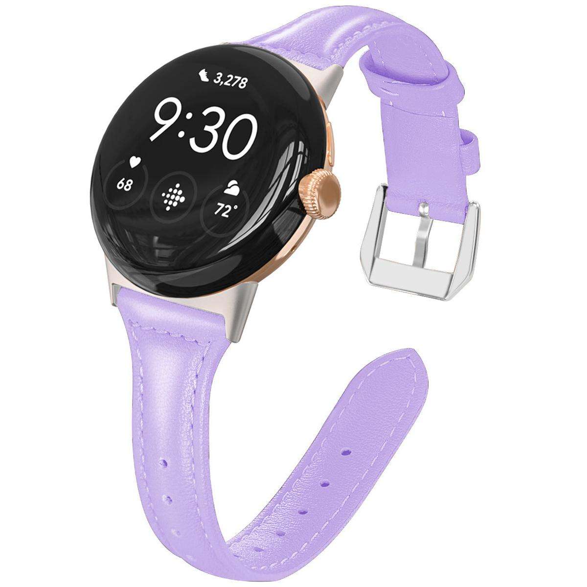 For Google Pixel Watch 5 / 4 / 3 / 2 / 1 41mm xDfind Slim Genuine Leather Watch Band(Brown)