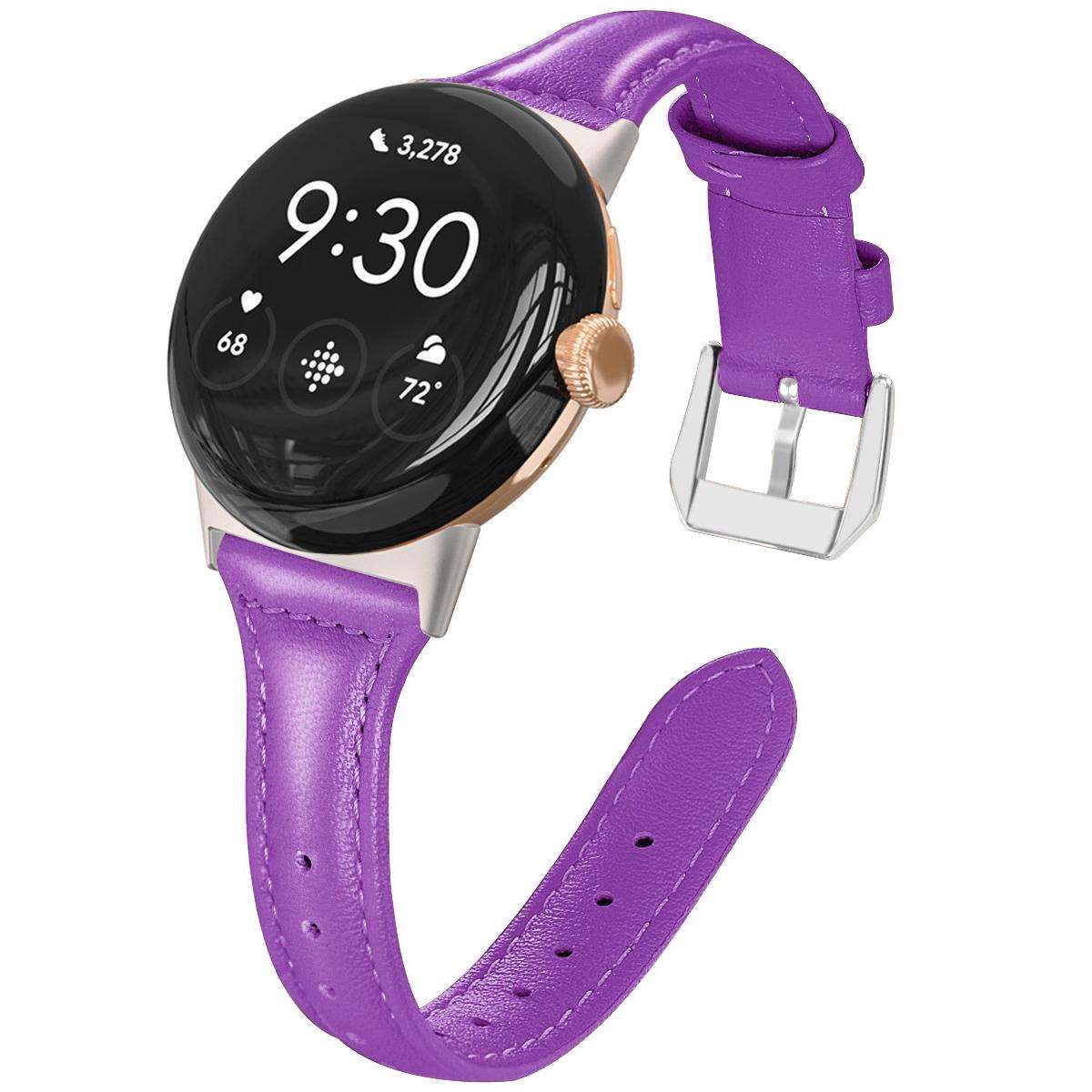 For Google Pixel Watch 5 / 4 / 3 / 2 / 1 41mm xDfind Slim Genuine Leather Watch Band(Brown)