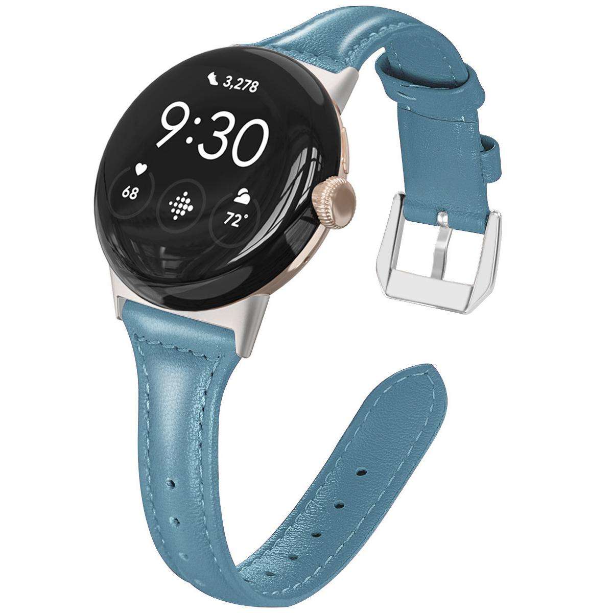 For Google Pixel Watch 5 / 4 / 3 / 2 / 1 41mm xDfind Slim Genuine Leather Watch Band(Brown)