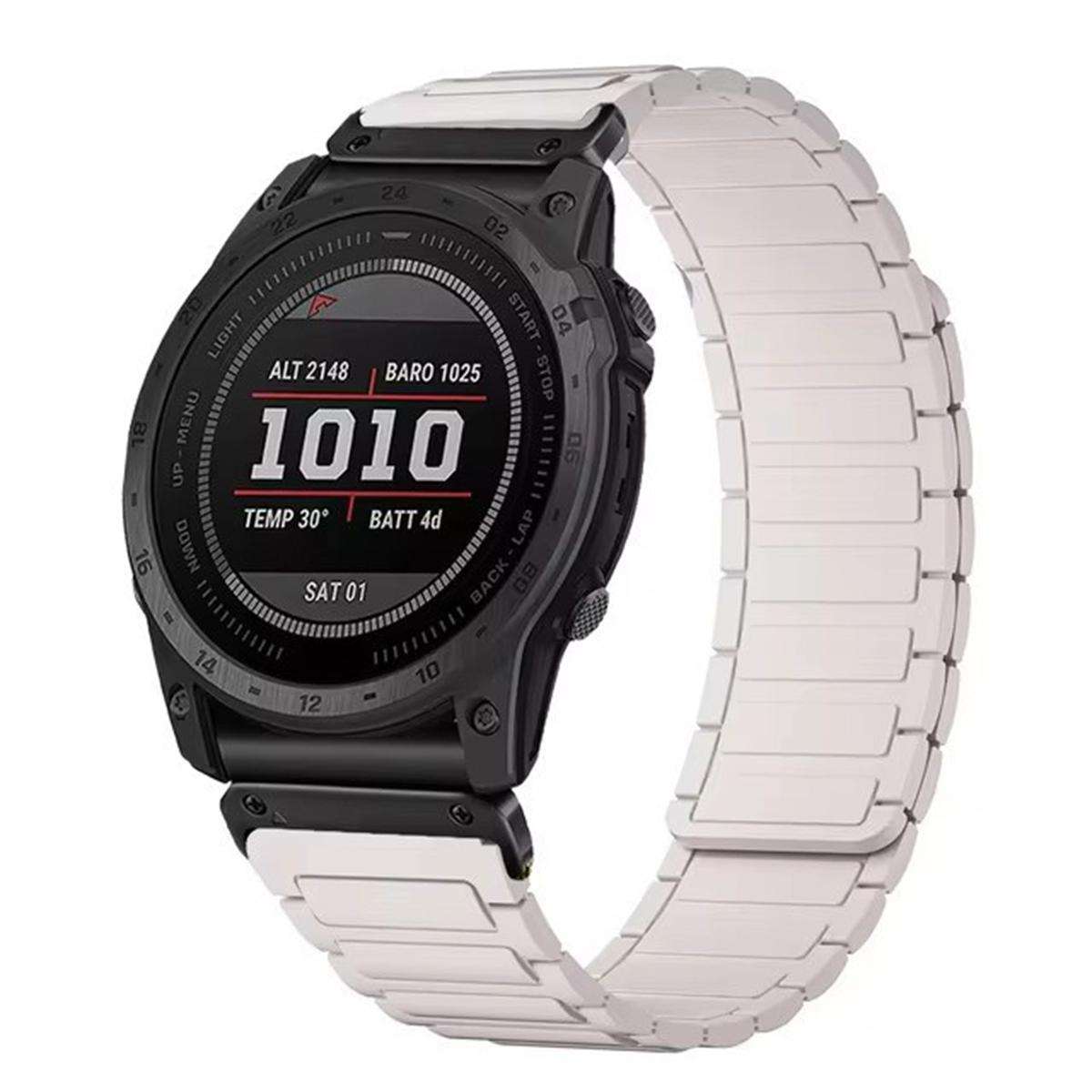 For Garmin 26mm Three Beads Magnetic Silicone Watch Band(Black Orange+Black Connector)
