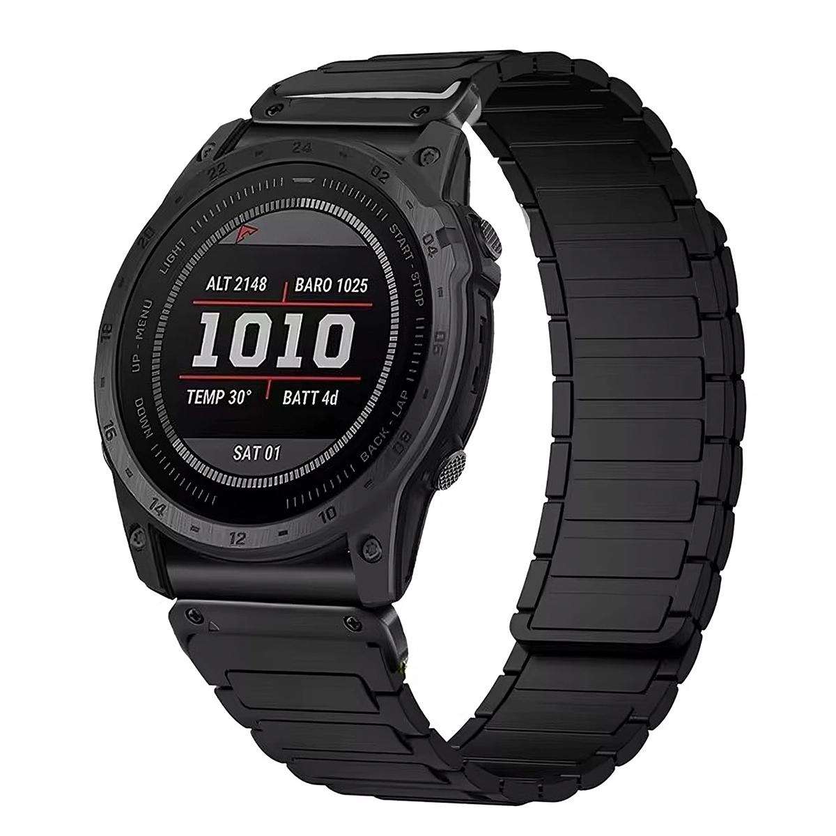 For Garmin 22mm Three Beads Magnetic Silicone Watch Band(Black Orange+Black Connector)
