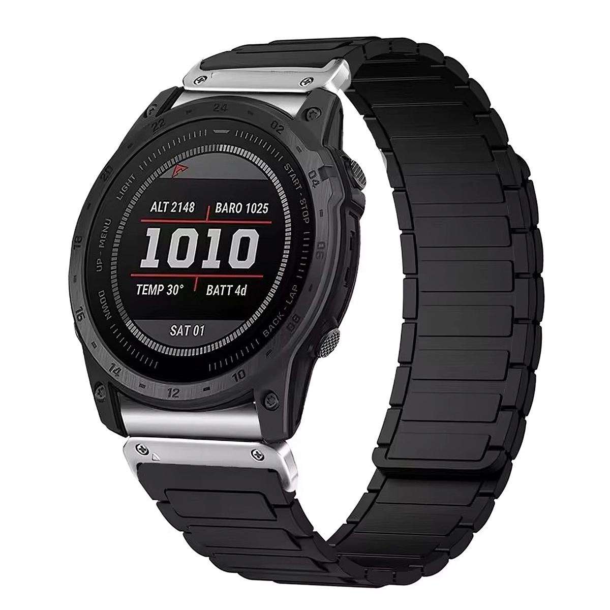 For Garmin 22mm Three Beads Magnetic Silicone Watch Band(Black Orange+Black Connector)