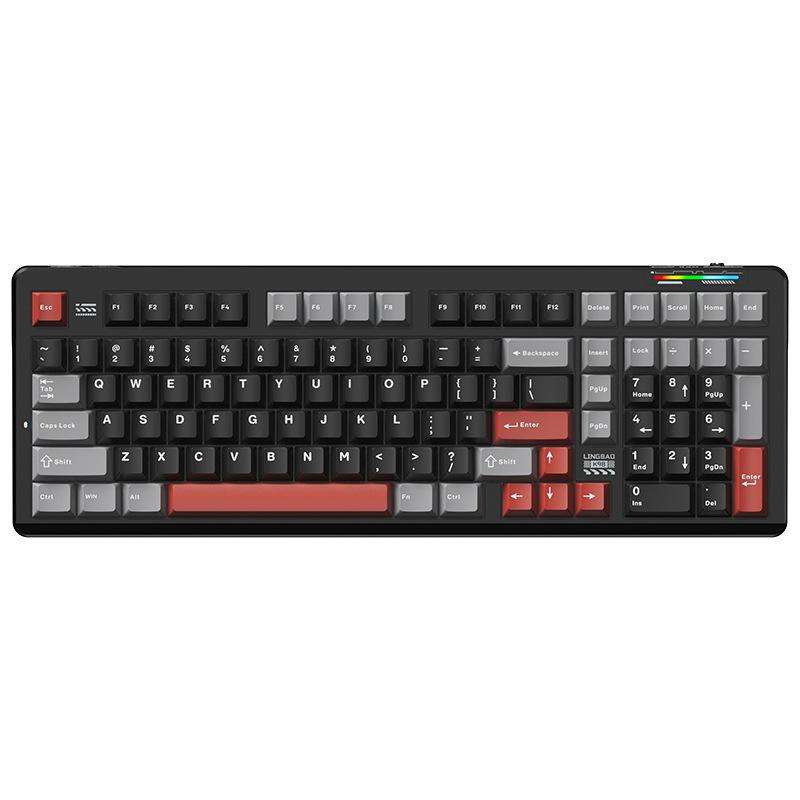 LINGBAO K98 101 Keys Triple-mode Wireless Game Keyboard, Type:Black Red-Red Rabbit Axis
