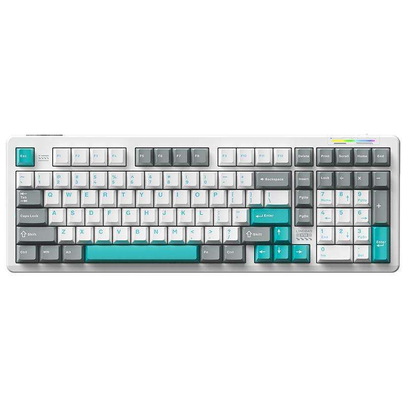 LINGBAO K98 101 Keys Triple-mode Wireless Game Keyboard, Type:Blue-Red Rabbit Axis Pro
