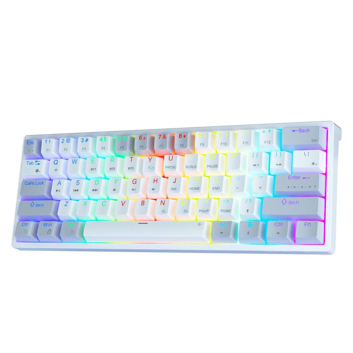 SOLAKAKA SK961 Tri-mode RGB 61 Keys Wireless Mechanical Keyboard, Type:Red Axis(White Blue)