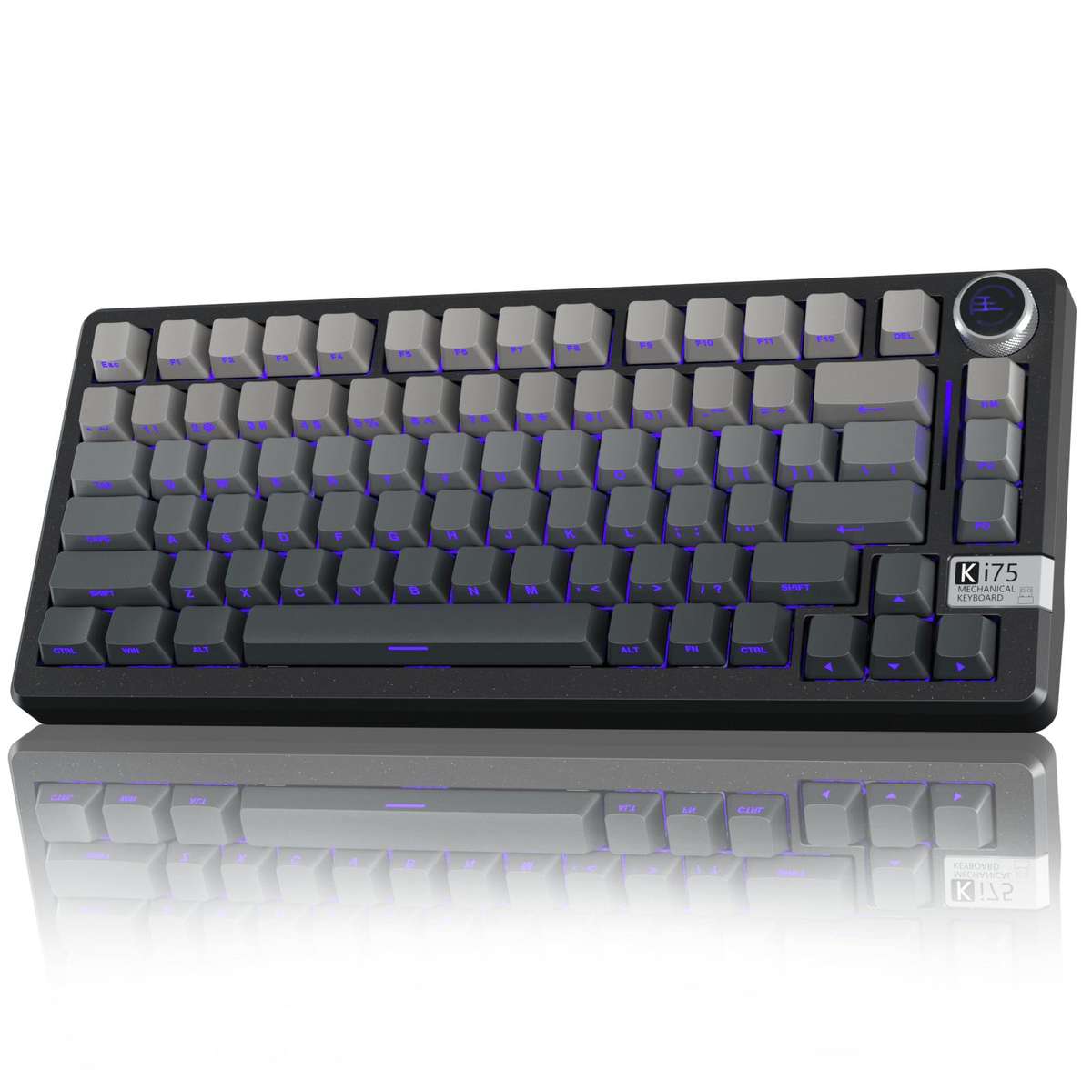 SOLAKAKA Ki75 Tri-mode RGB Side-Legend Wireless Mechanical Keyboard, Type:Seiya Switch(Gradient Gray