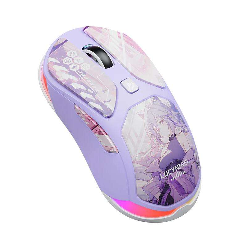 LINGBAO M7 IP Series Bluetooth 2.4G Wired Triple-Mode Wireless Mouse(Purple)